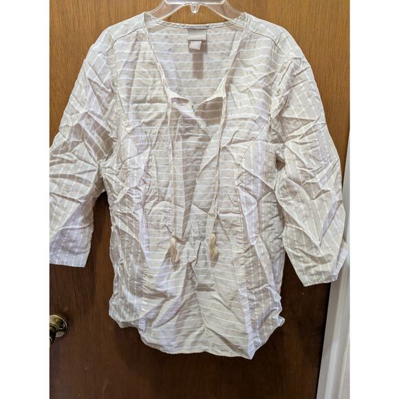 Chico's Metallic Stripe Half Sleeve Blouse - Picture 1 of 4